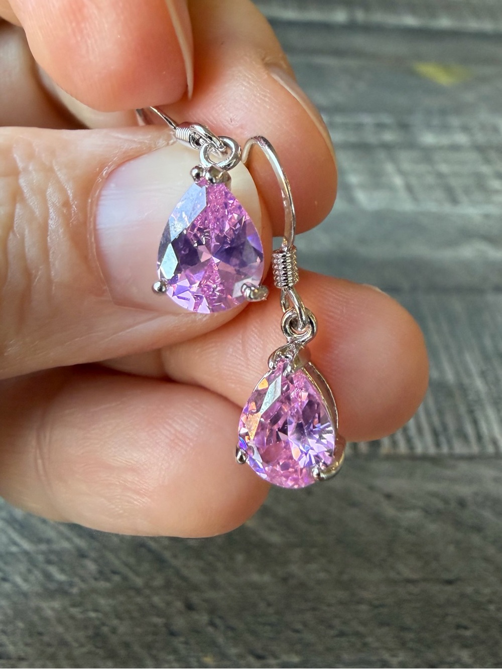 Pink Topaz Drop Earring - Picture 2 of 3